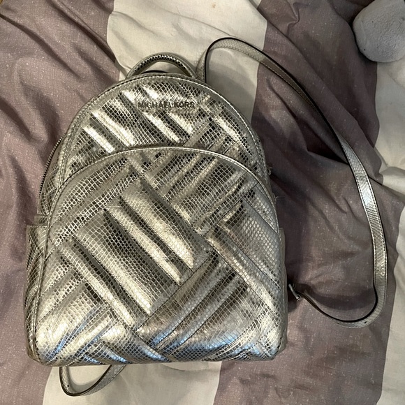 Michael Kors Metallic Silver Mini Backpack - Picture 1 of 7